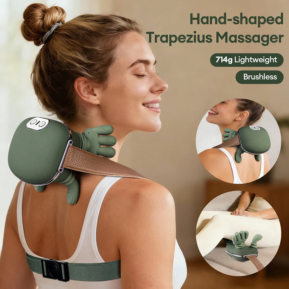 Masajeador de cuello con tecnología biónica 4D inalámbrico, para cuello, cervical y trapecio con motor sin escobillas.